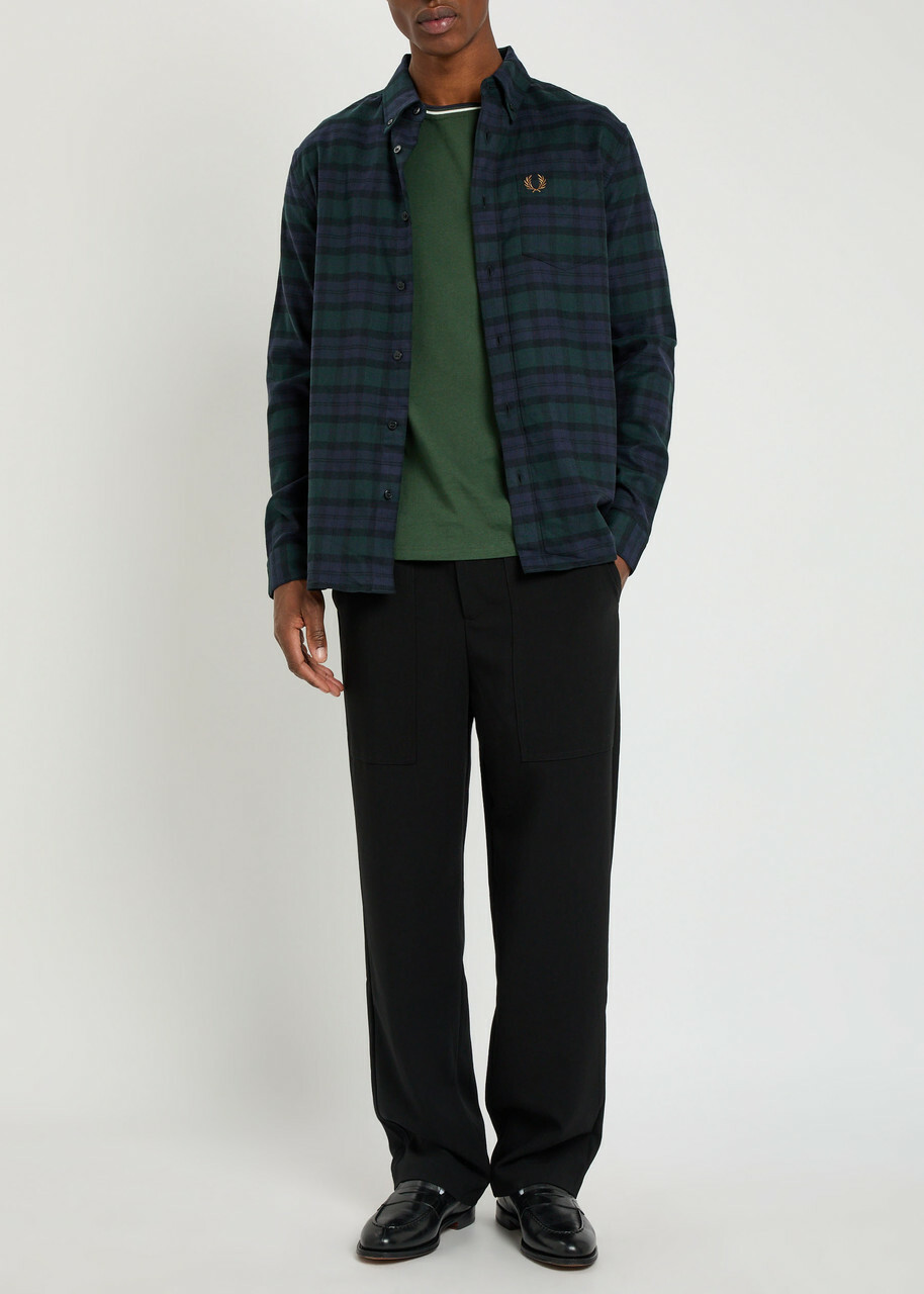 Fred Perry Blackwatch Tartan Flannel Shirt Navy