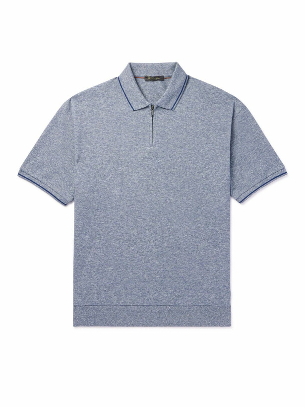 Photo: Loro Piana - Cotton and Linen-Blend Polo Shirt - Blue