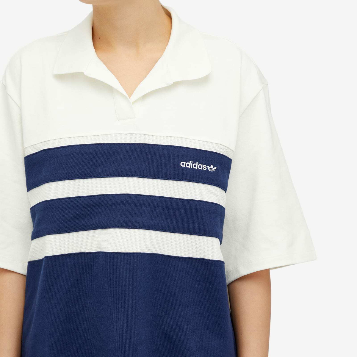 Adidas Women's Polo S/S Shirt in Off White/Night Indigo