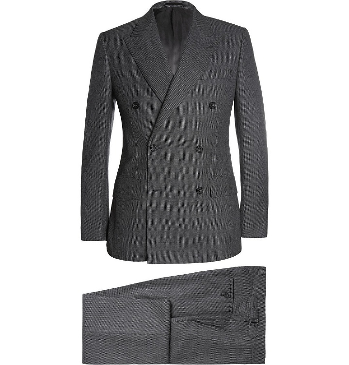 Photo: Kingsman - Grey Double-Breasted Birdseye Wool Suit - Gray
