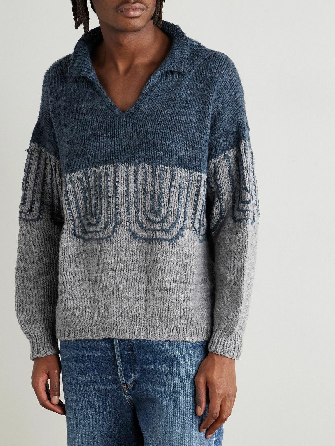 Kartik Research - Jacquard-Knit Wool Sweater - Blue