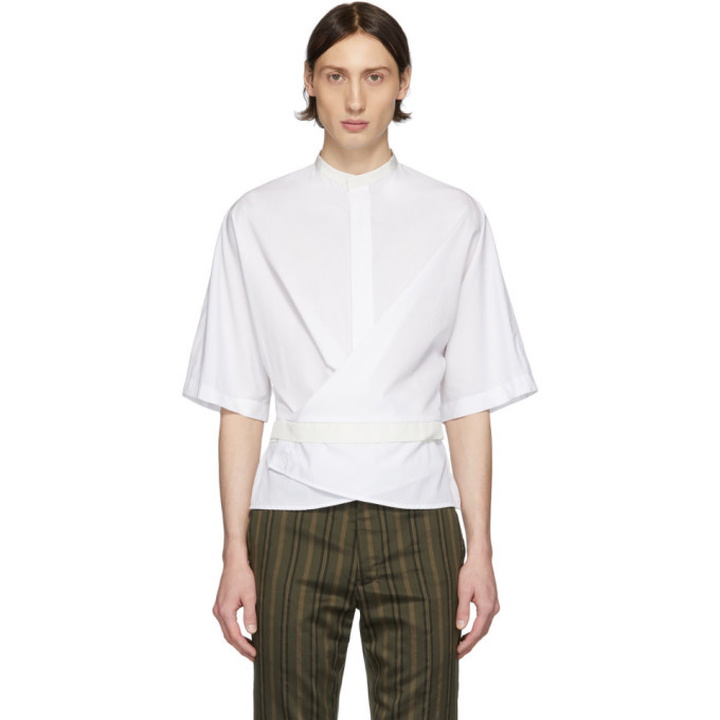 Photo: Haider Ackermann White and Off-White Silk Wrap Belt Shirt