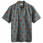 Universal Works Men's Regal Print Camp Shirt in Smoke Blue