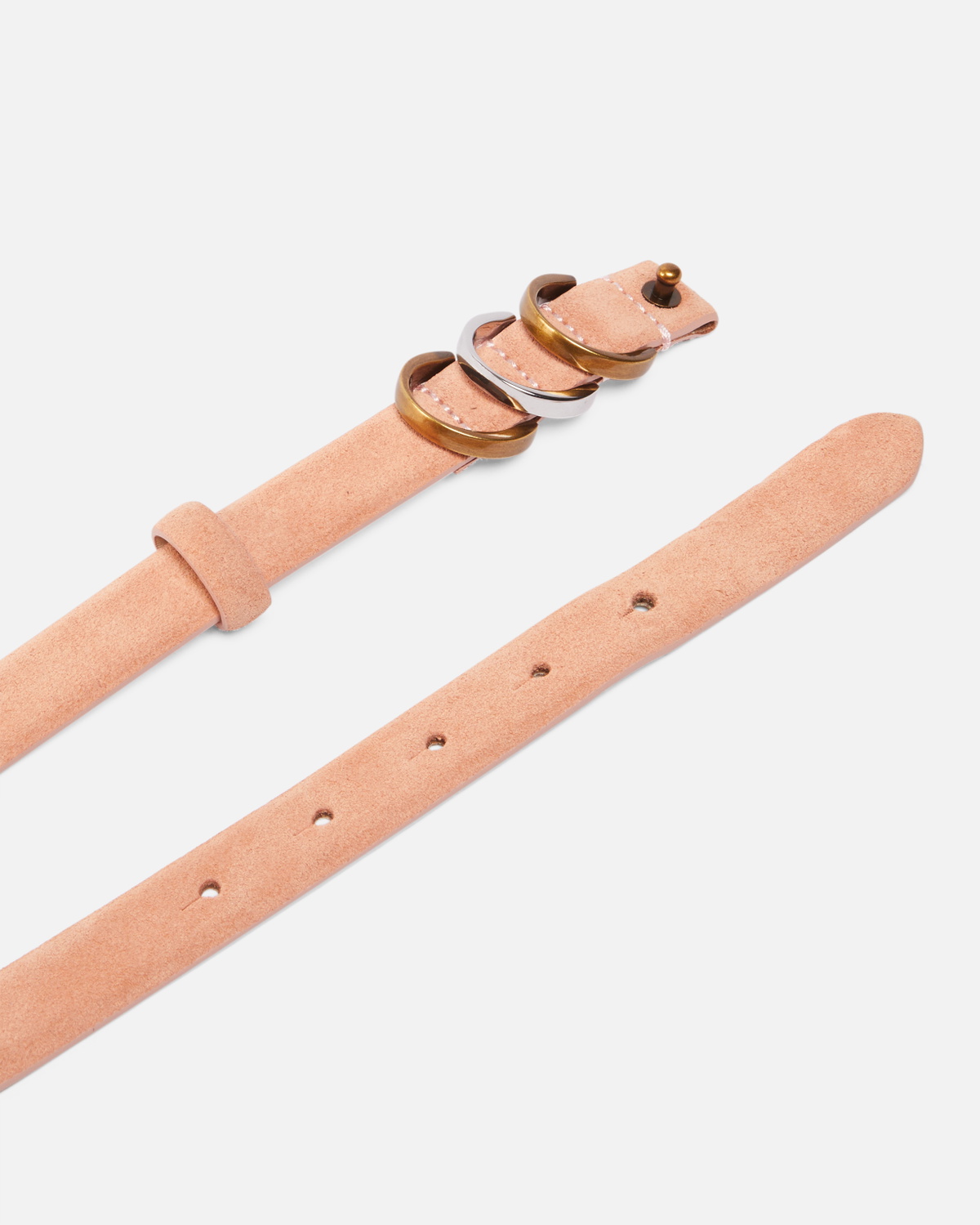 Pinko Thin Suede Belt With Logo Branded Rings 2cm Orange Mix Gal Gold Nikel