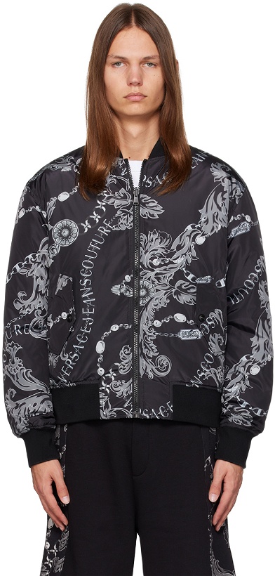 Photo: Versace Jeans Couture Black Chain Couture Reversible Bomber Jacket