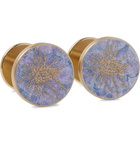 Alice Made This - Jessica Rose Bird Thistle Patina Brass Cufflinks - Blue