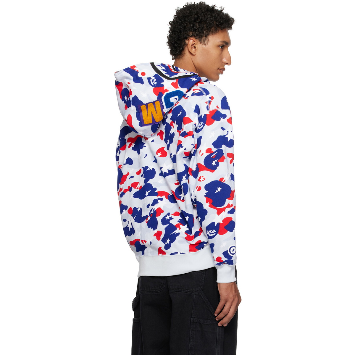 BAPE White & Blue STA Strike Camo Shark Full Zip Hoodie