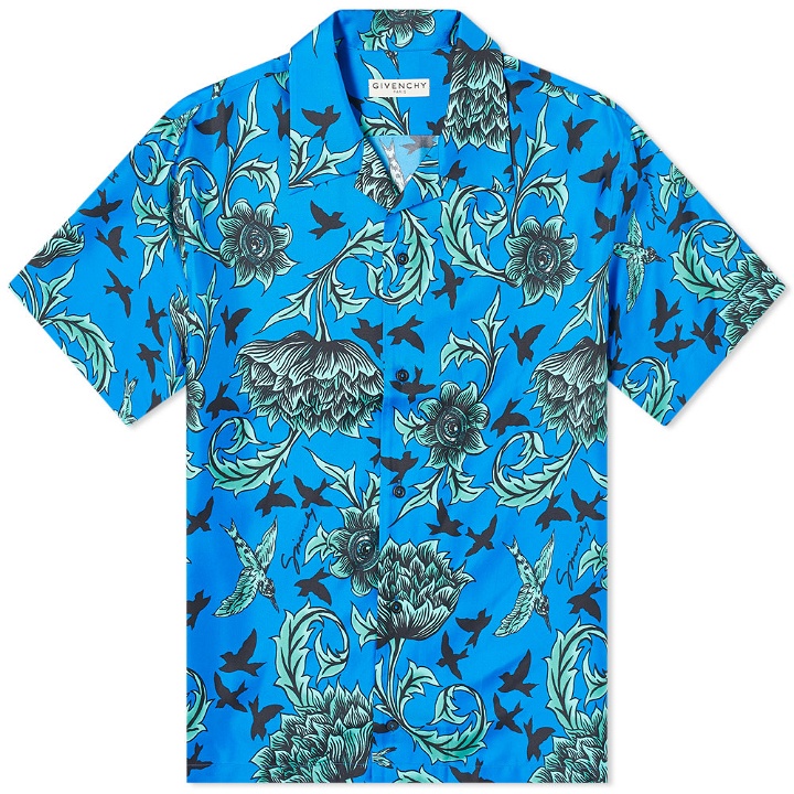 Photo: Givenchy Aqua Floral Print Hawaiian Silk Shirt