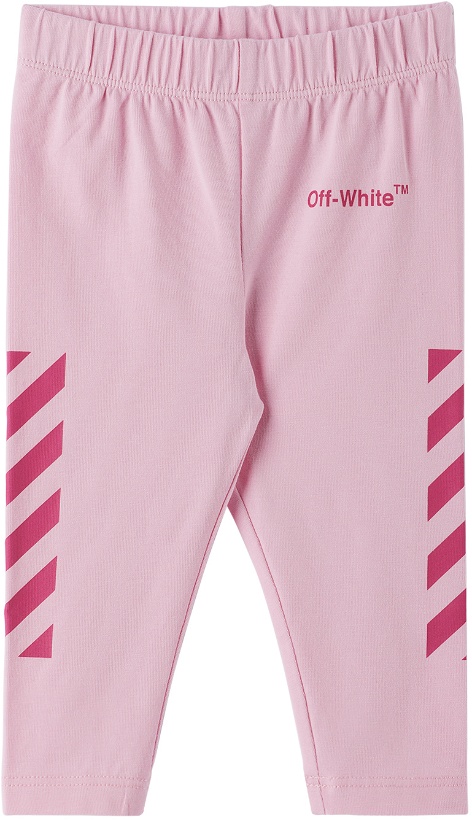 Photo: Off-White Baby Pink Helvetica Diag Leggings