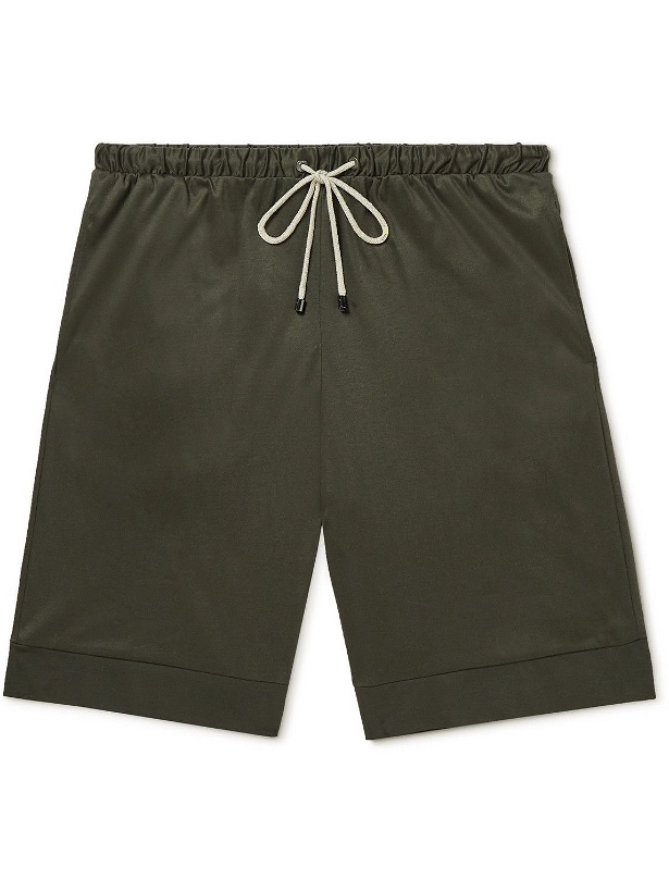 Photo: Zimmerli - Straight-Leg Sea Island Cotton Drawstring Shorts - Green