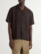 James Perse - Convertible-Collar Linen Shirt - Brown