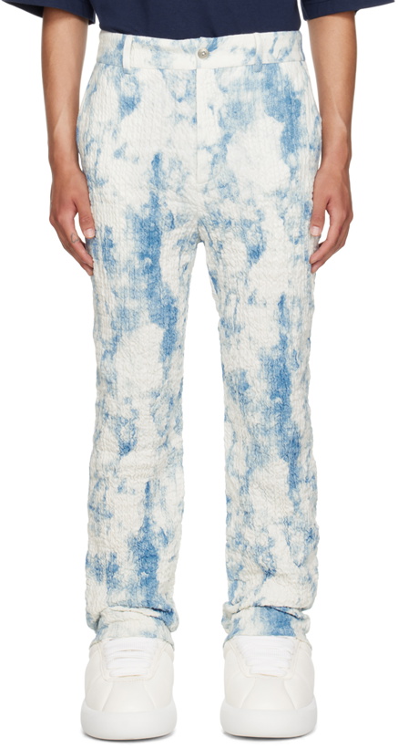 Photo: Feng Chen Wang White & Blue Printed Trousers