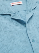 ORLEBAR BROWN - Hibbert Camp-Collar Cotton-Seersucker Shirt - Blue - M