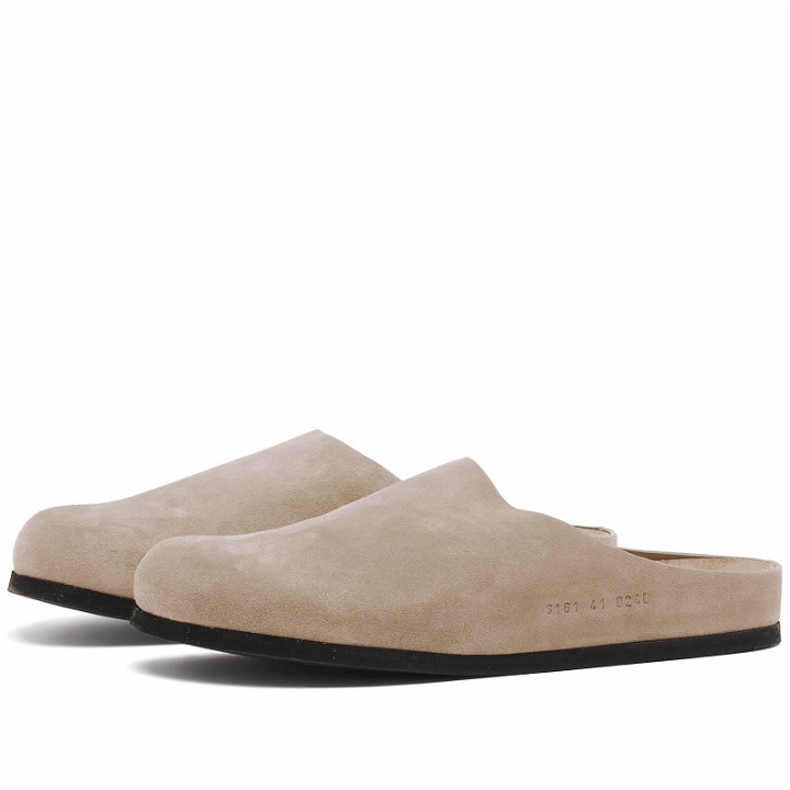 Photo: Woman by Common Projects Women's Suede Clog in Taupe