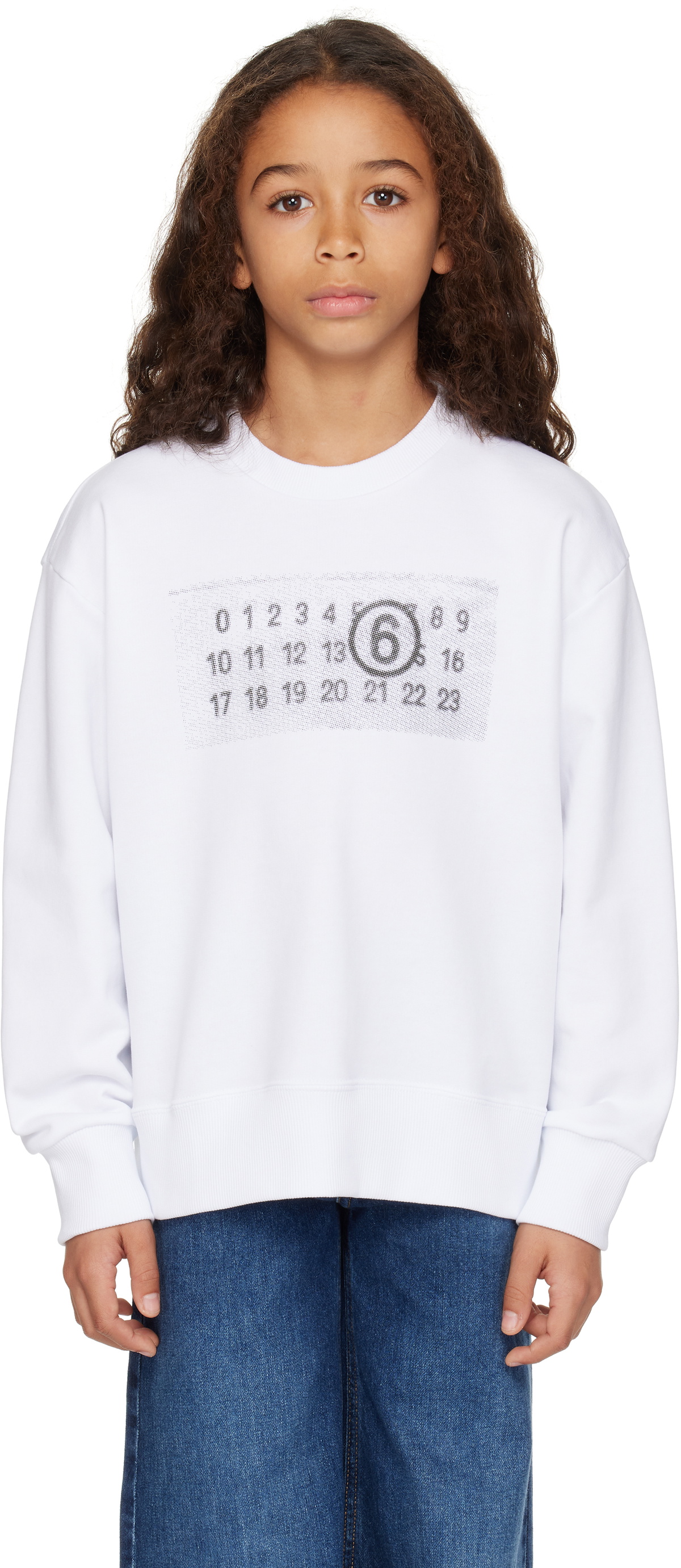 MM6 Maison Margiela Kids White Printed Logo Sweatshirt MM6 Maison Margiela