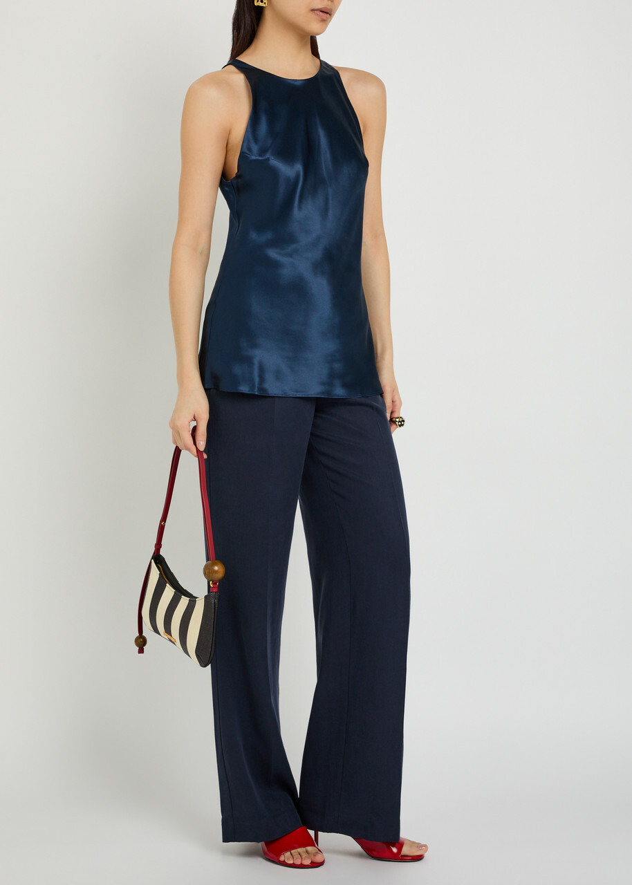 Reformation Saskia Silk top Navy