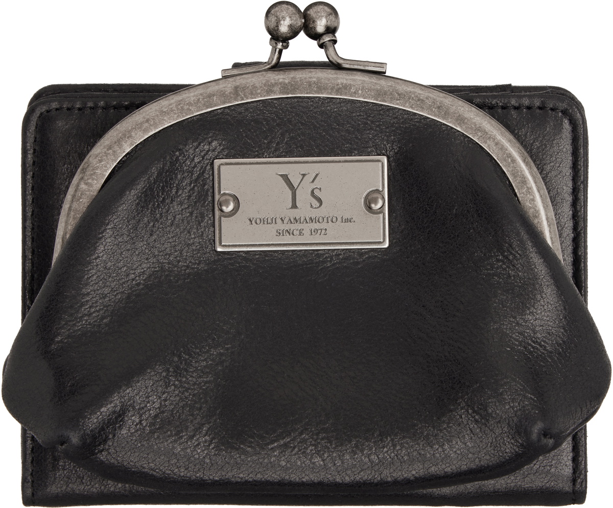 Y's Black Leather Metal Clasp Wallet