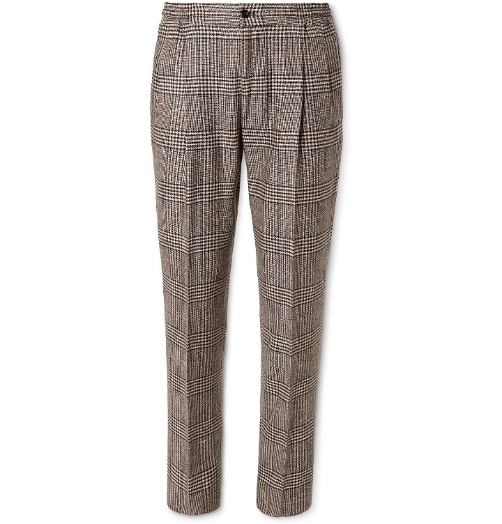 Photo: Rubinacci - Tapered Prince of Wales Checked Virgin Wool-Blend Suit Trousers - Brown