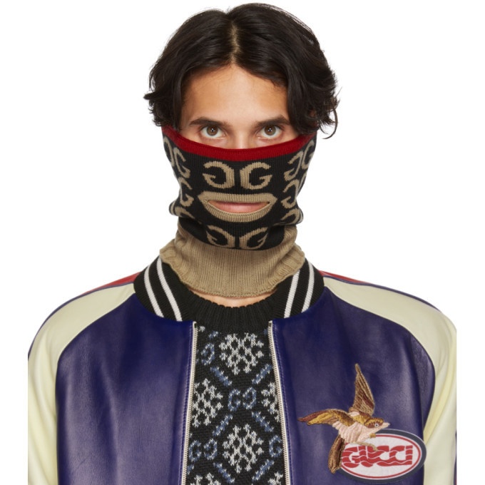 Photo: Gucci Black and Brown Mouth Opening Neck Warmer