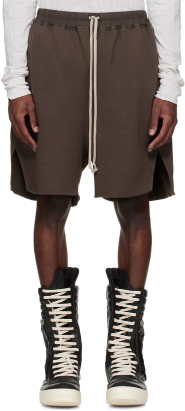 Photo: Rick Owens DRKSHDW Brown Temple Long Boxers Butt Zip Shorts