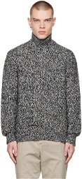 Brioni Black & White Mock Neck Sweater