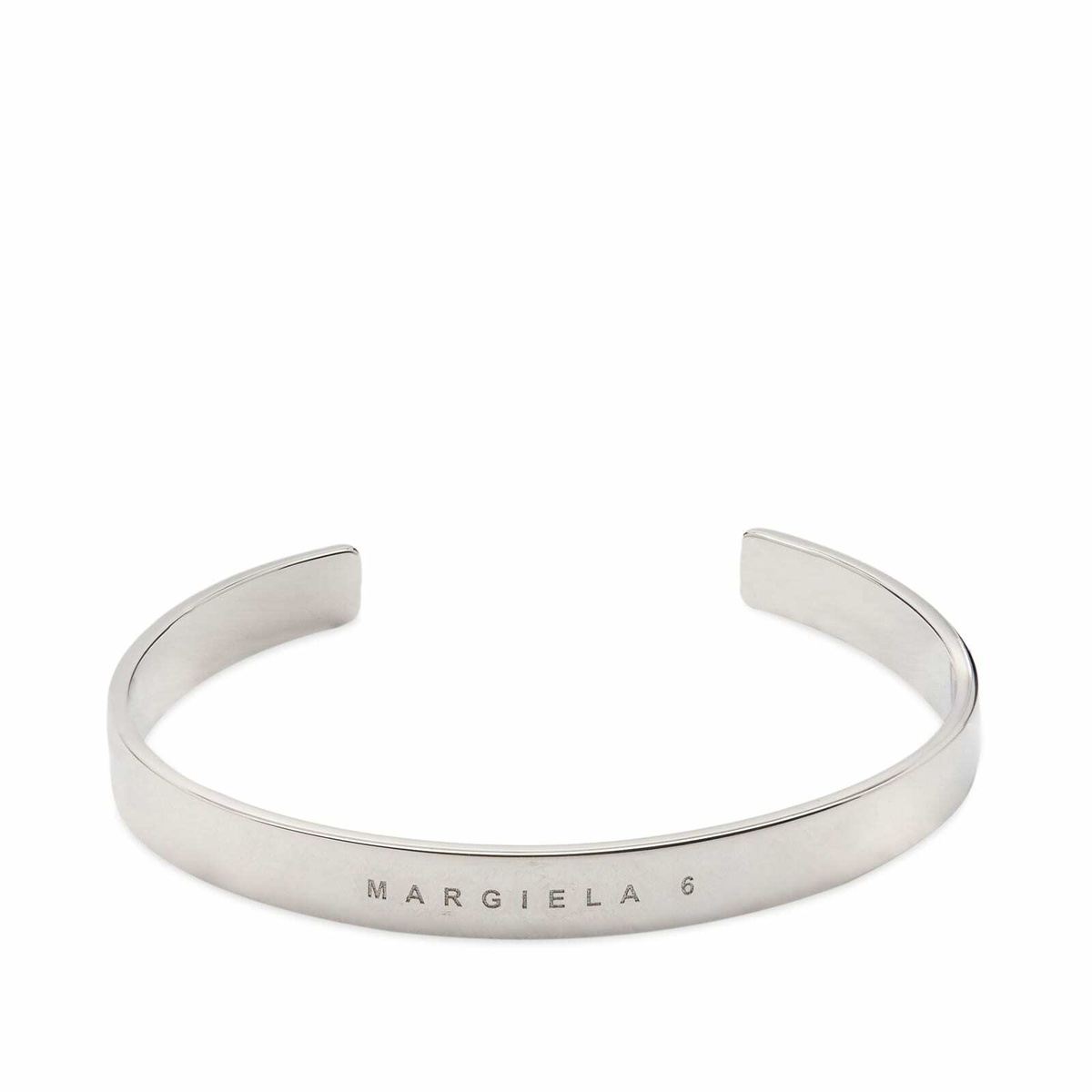Maison Margiela Men's Text Logo Bangle in Polished Palladium