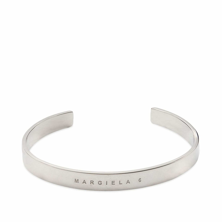 Photo: Maison Margiela Men's Text Logo Bangle in Polished Palladium