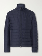 Canali - Leather-Trimmed Quilted Shell Bomber Jacket - Blue