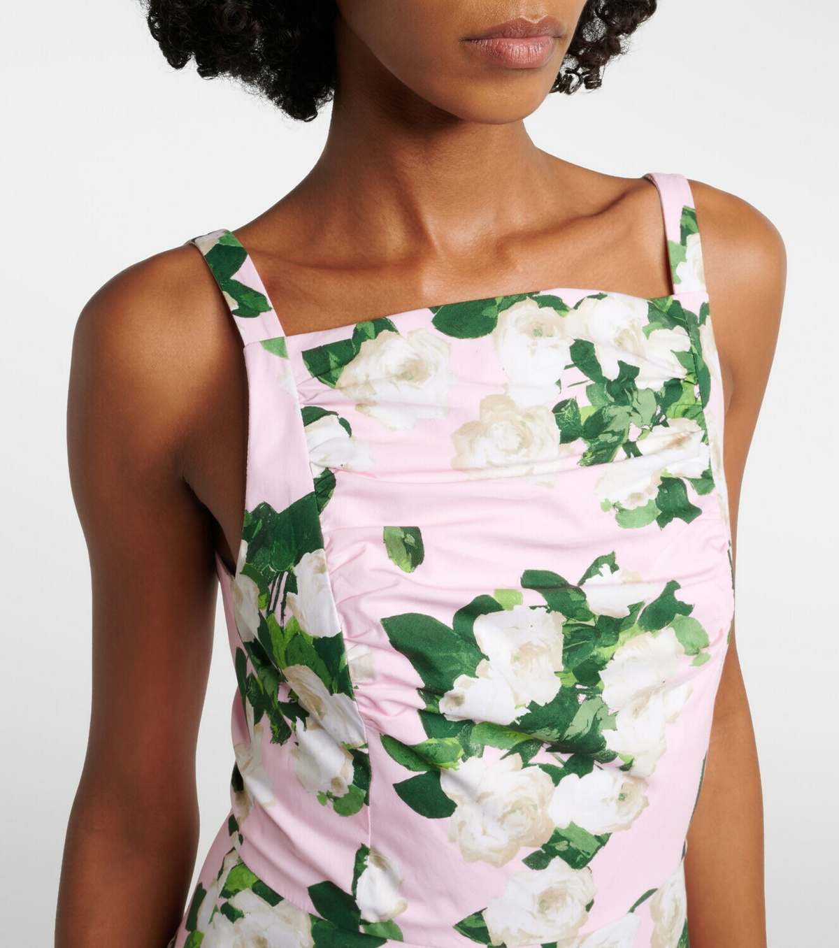 Carolina Herrera Floral pleated cotton-blend midi dress