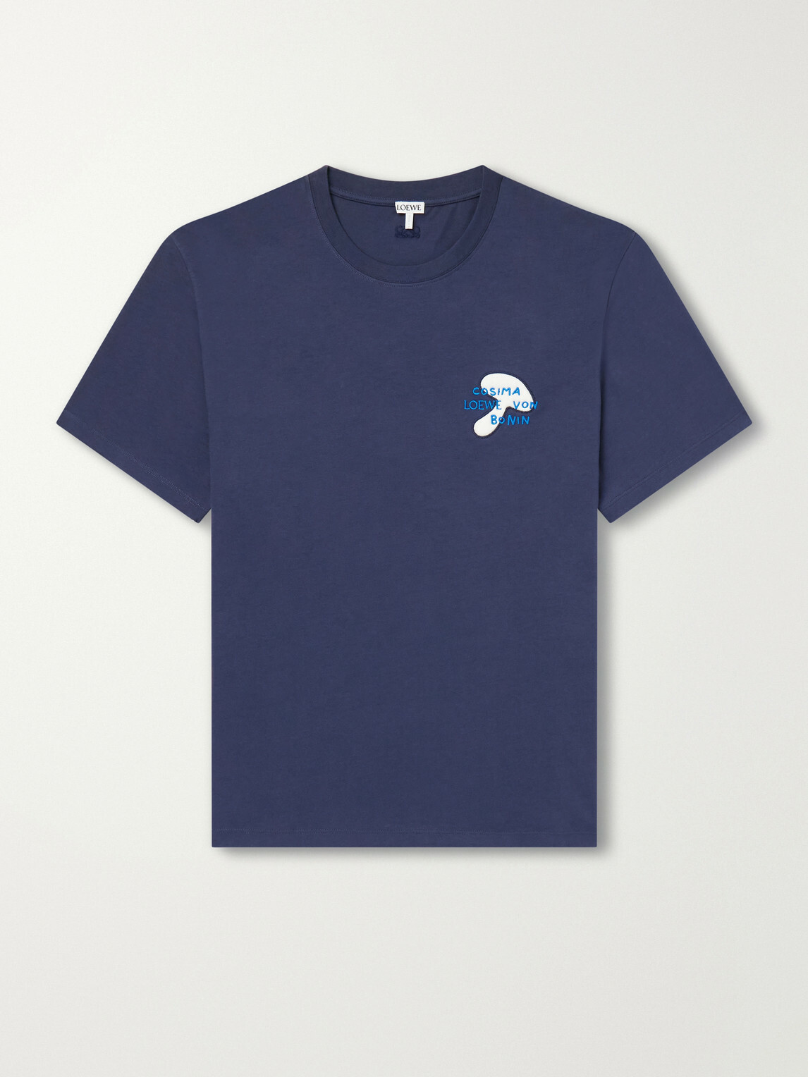LOEWE - Embroidered Cotton-Jersey T-Shirt - Blue
