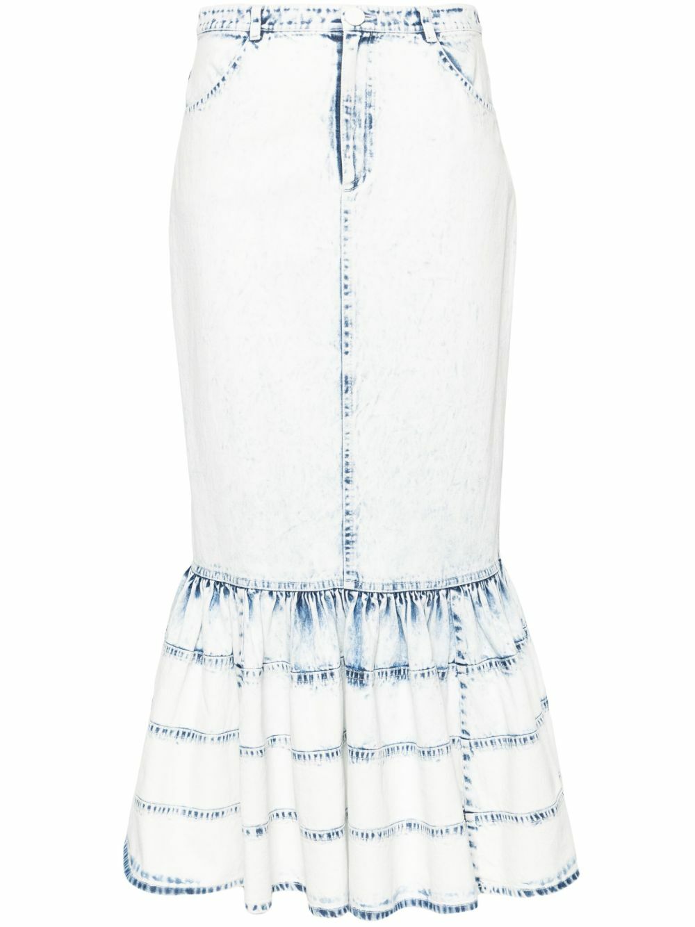 Huishan Zhang Blue Noelani Denim Midi Skirt