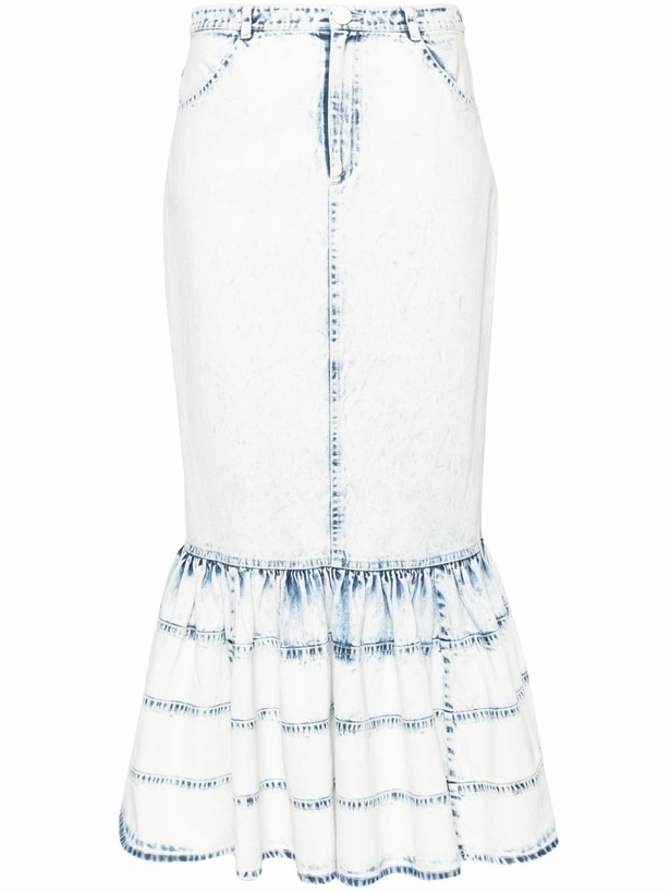 Photo: Huishan Zhang Blue Noelani Denim Midi Skirt