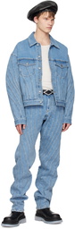 Mugler Blue Oversized Spiral Denim Jacket