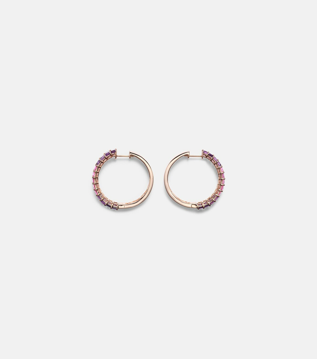 Shay Jewelry 18kt rose gold hoop earrings with sapphires and amethysts
