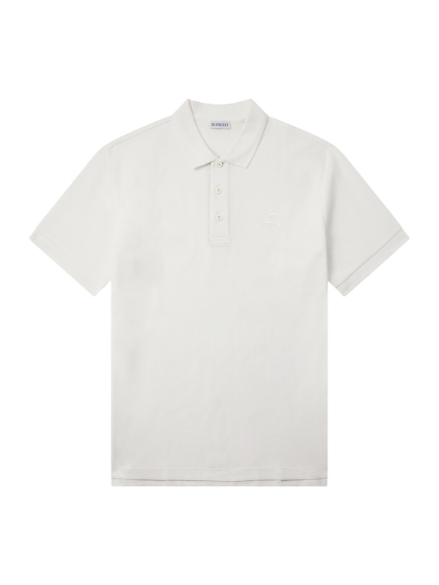 Photo: Burberry - Eddie Logo-Embroidered Cotton-Piqué Polo Shirt - White