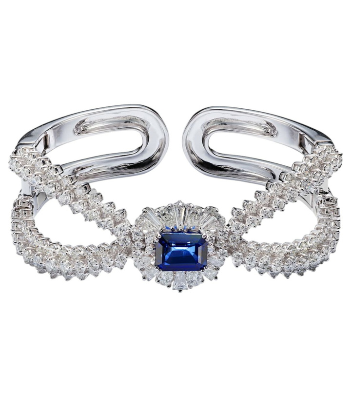 Photo: Yeprem Reign Supreme 18kt white gold bangle with diamonds and sapphire