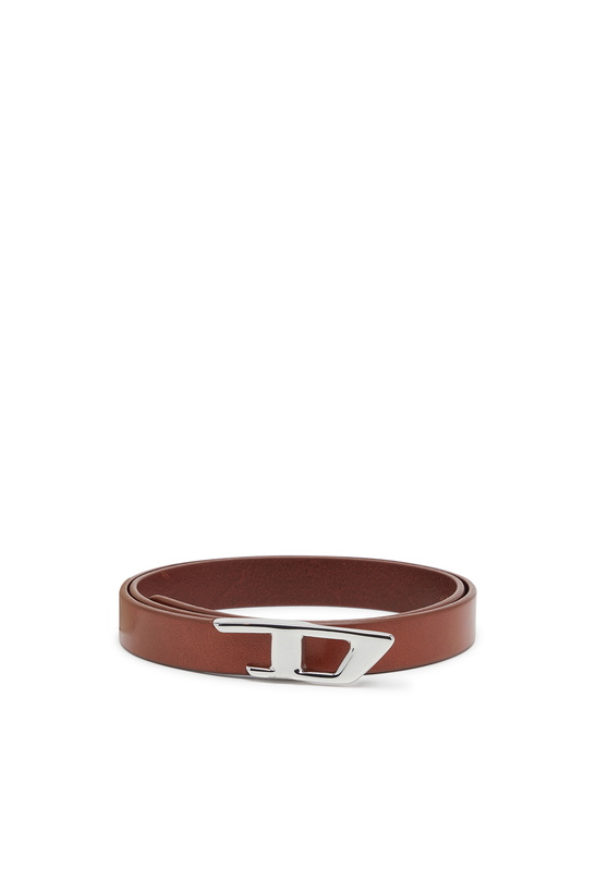 Photo: Diesel 2 cm leather belt with metal D buckle - Belts Womens in Brown