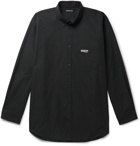 Balenciaga - Button-Down Collar Logo-Embroidered Cotton-Poplin Shirt - Black