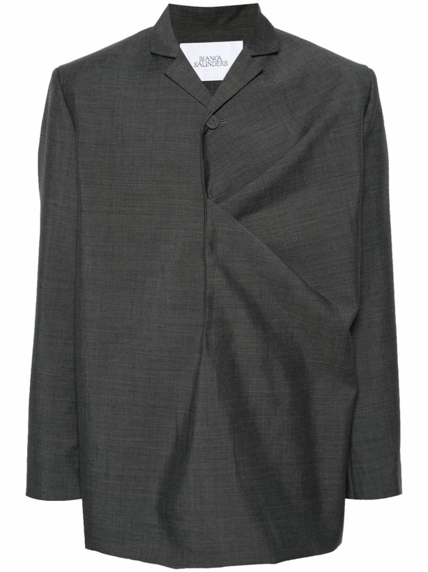 Photo: Bianca Saunders Grey Gathered Single-Breasted Blazer