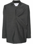 Bianca Saunders Grey Gathered Single-Breasted Blazer