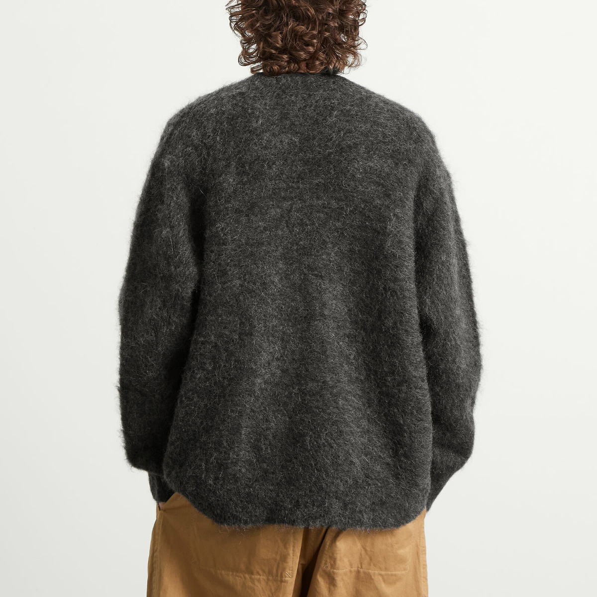 Comme des Garçons Homme Men's Wool Mohair Cardigan in Top Charcoal
