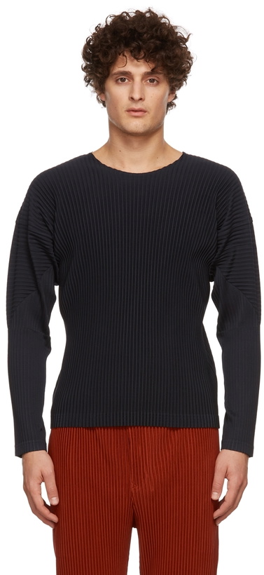 Photo: Homme Plissé Issey Miyake Navy Basics Long Sleeve T-Shirt