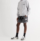 AMIRI - Paint-Splattered Logo-Print Mélange Fleece-Back Cotton-Jersey Hoodie - Gray