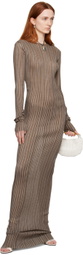 Ludovic de Saint Sernin Brown Pleated Maxi Dress