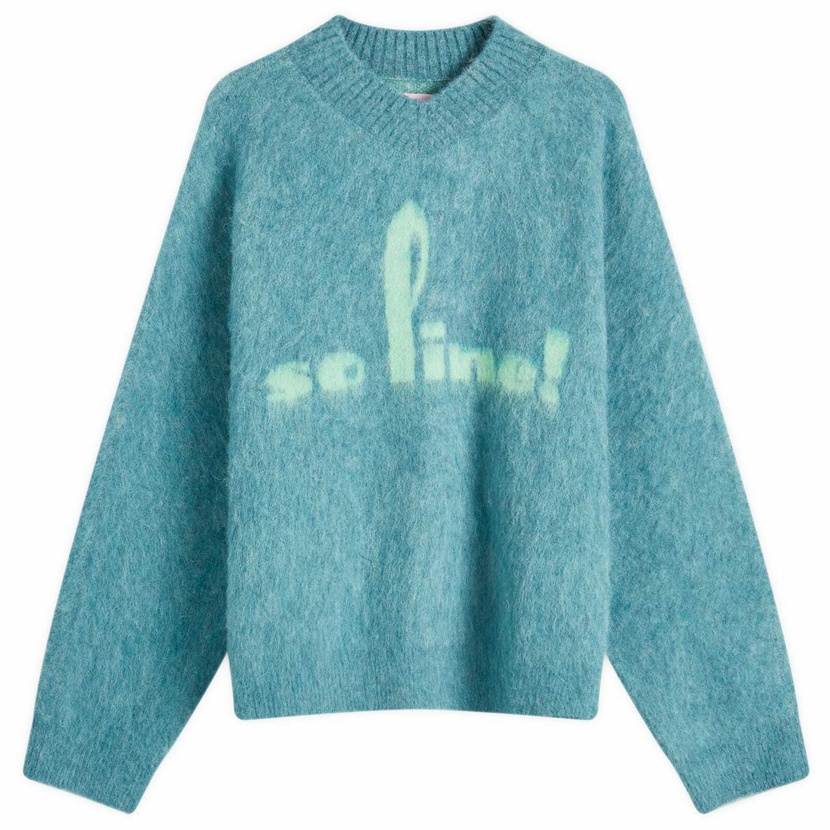 Martine Rose Women's Mohair V-neck Knit Jumper in Blue Teal