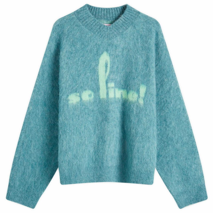 Photo: Martine Rose Women's Mohair V-neck Knit Jumper in Blue Teal