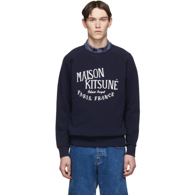 Photo: Maison Kitsune Navy Logo Palais Royal Sweatshirt