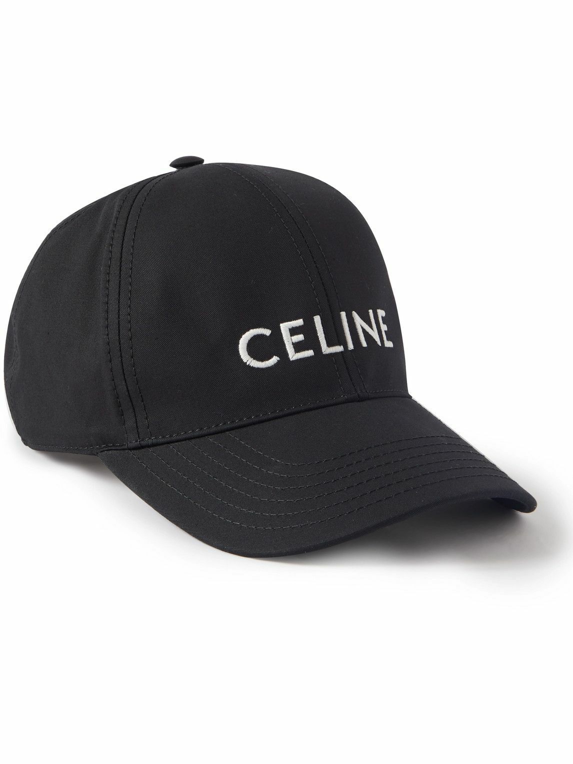 CELINE - Logo-Embroidered Cotton-Gabardine Baseball Cap - Black