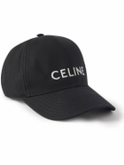 CELINE - Logo-Embroidered Cotton-Gabardine Baseball Cap - Black