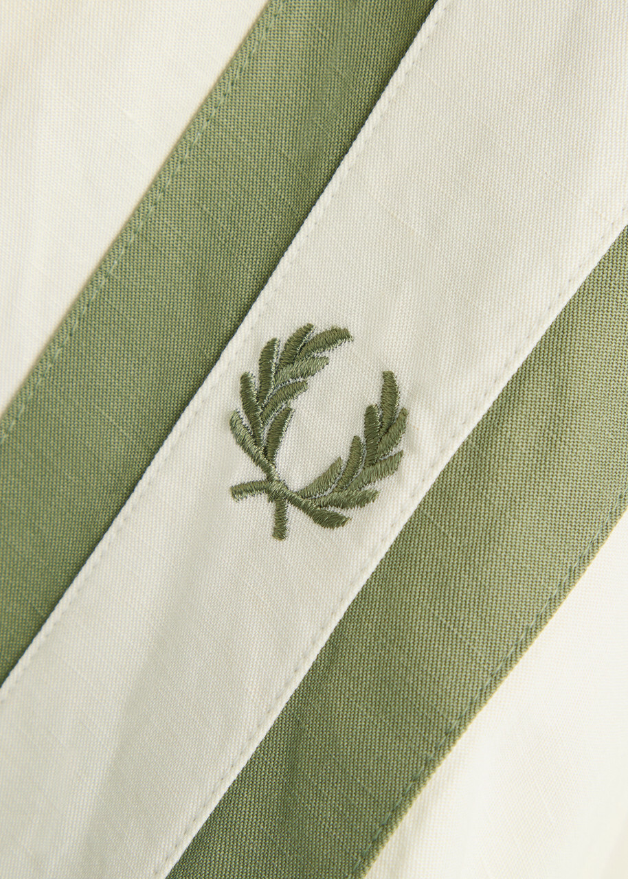 Fred Perry Striped Logo-embroidered Woven Shirt Cream